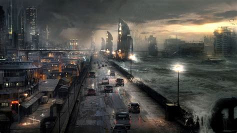 Cityscape painting, futuristic, apocalyptic, artwork, futuristic city ...