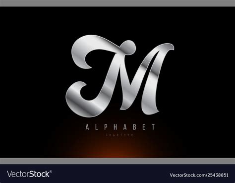 Silver grey metallic letter m logo design Vector Image