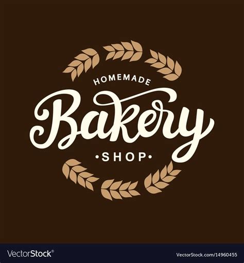 Bakery logo template design. Hand drawn lettering on dark background ...