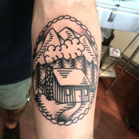 22 Log Cabin Tattoos To Give You That Rustic Feeling! • Tattoodo