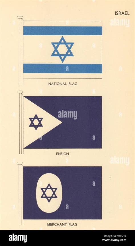 ISRAEL FLAGS. National Flag, Ensign, Merchant Flag 1955 old vintage ...