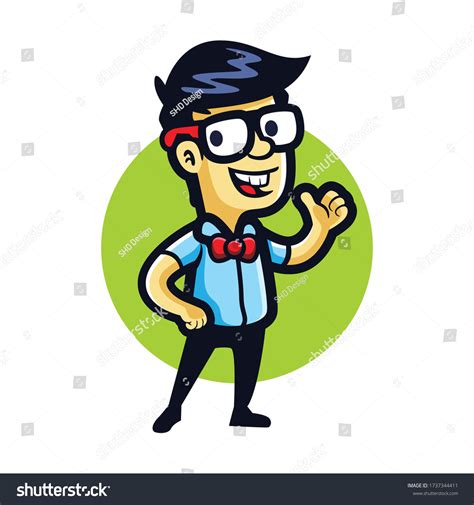 Cartoon Proud Nerd Mascot Logo Stock Vector (Royalty Free) 1737344411 ...