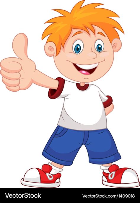 Cartoon boy giving you thumbs up Royalty Free Vector Image