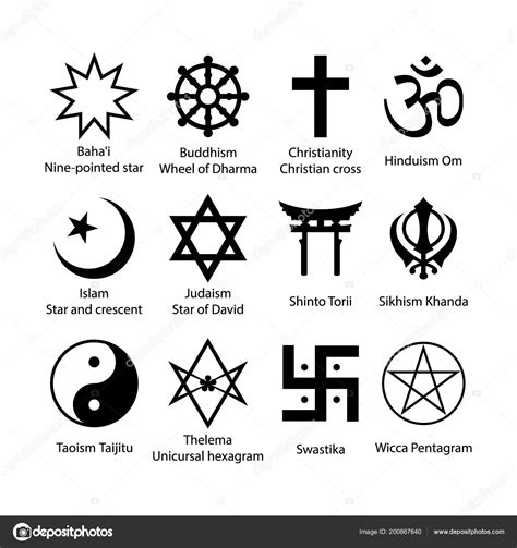 Religious Symbols Set Religion Signs Simple Black Icon Set Stock Vector ...