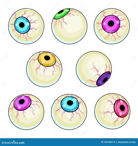 Creepy Eye Vector Illustrations Set Stock Vector - Illustration of ...