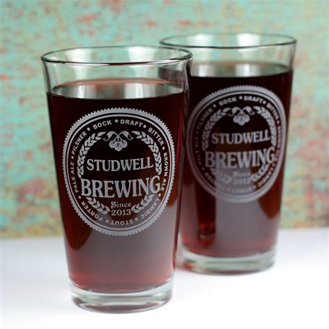 Beer Circle Brewing Personalized Pint Glasses | (Set of 2) - Glass Blasted