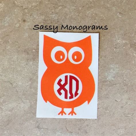 Chi Omega Owl Vinyl Decal by SassyMonogramAndMore on Etsy