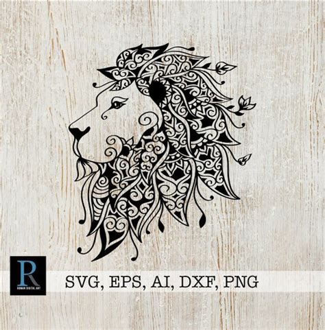 Mandala Lion SVG, Zentangle Lion SVG, Single Layered - Etsy | Lion ...