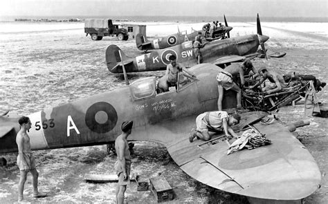 RAF armorers and maintenance crews at work on Spitfires in North Africa ...