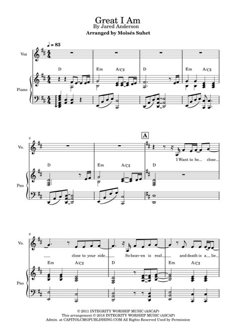 Great I Am (arr. Moisés Suhet) by Jared Anderson Sheet Music for Piano ...