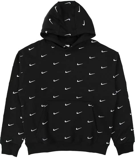 Nike All Over Swoosh Logo Hoodie Black - FW19