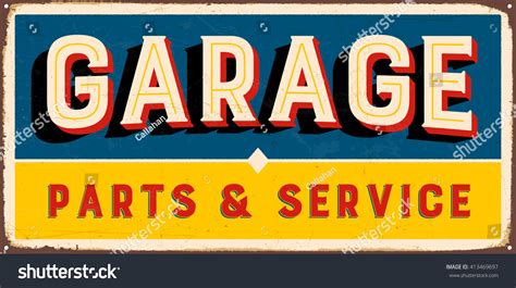 Vintage Metal Sign Garage Parts Service Stock Vector (Royalty Free ...