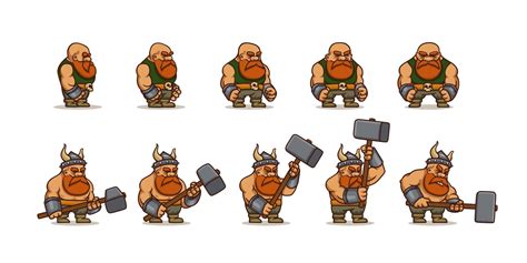 Viking cartoon character animation, 2d barbarian 13194406 Vector Art at ...