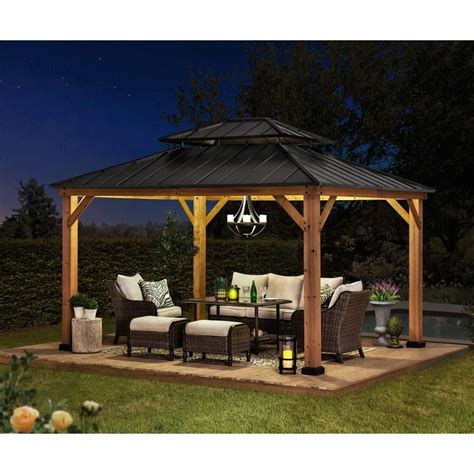 Usunch Ideas Discover Sunjoy Archwood 12 ft. x 10 ft. Cedar Frame ...