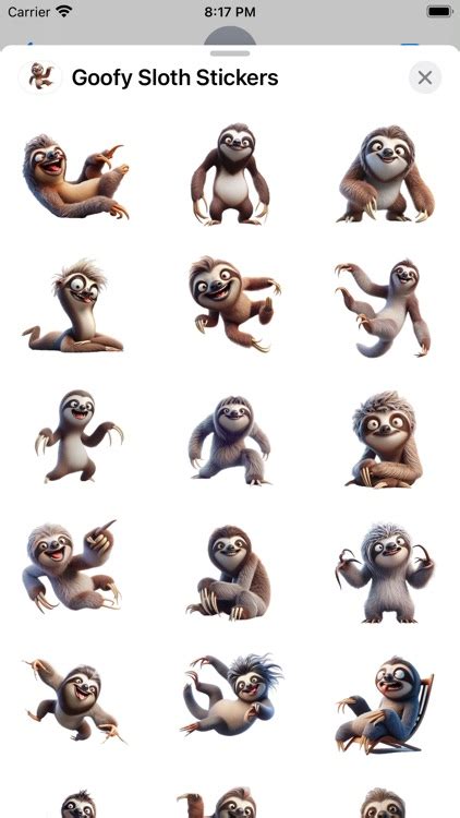 Goofy Sloth Stickers by Paul Scott