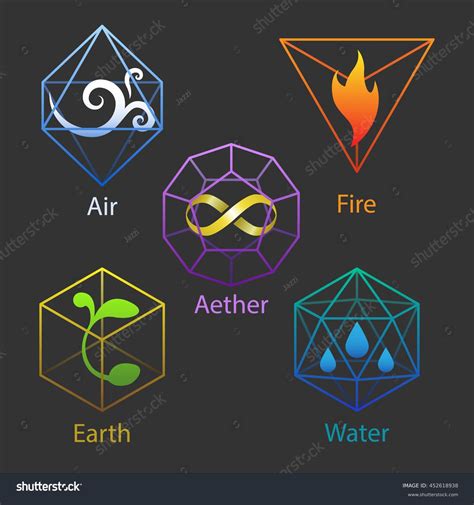 Set Five Icons Elemental Symbols Air Stock Vector (Royalty Free ...