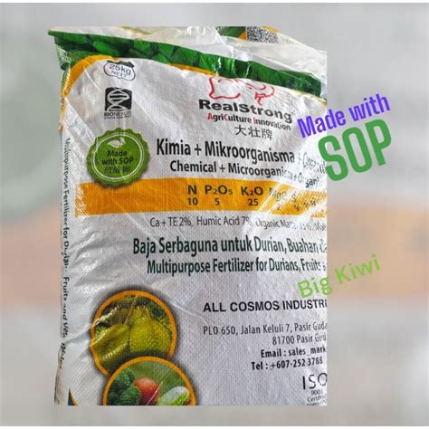 Real Strong Max Durian Fertilizer Baja 25kg - 10-5-25 SOP formulated ...