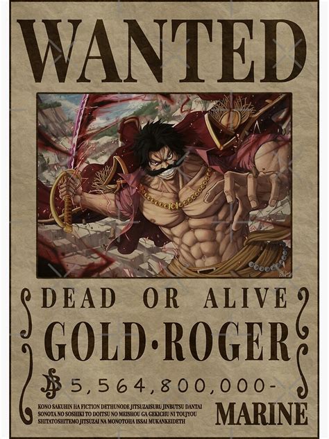 "Gol D. Roger Bounty One Piece Pirate King Wanted Poster" Poster for ...