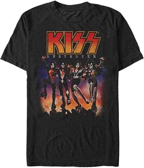 Kiss Band Destroyer Album Cover Logo Men T-Shirt Black XL: Amazon.co.uk ...