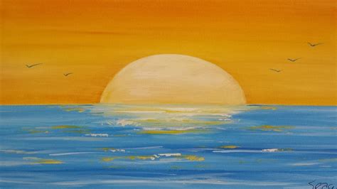 How To Painting A Sunset Seascape In Acrylic (Narrated Time Lapse ...