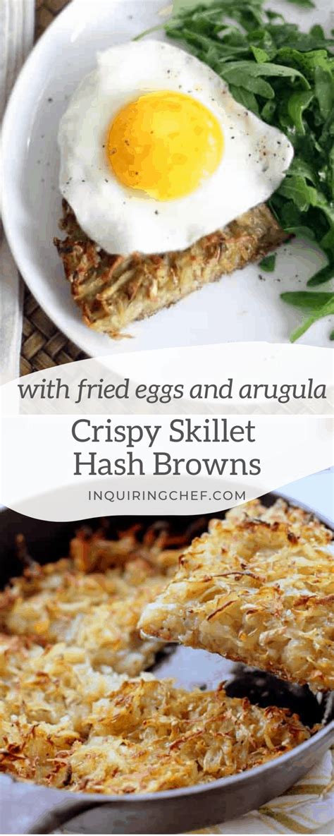 Crispy Skillet Hash Browns with Fried Eggs and Arugula