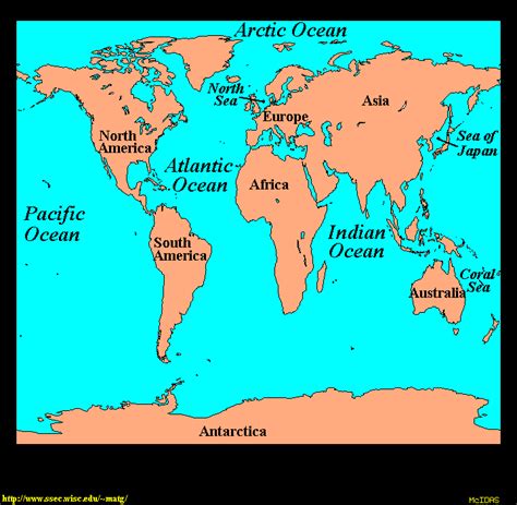 Earth Oceans Map