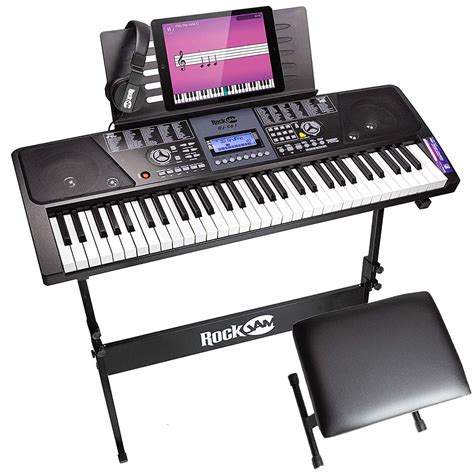 RockJam RJ561 61-Keys Electronic Keyboard SuperKit, Black, with Stand ...