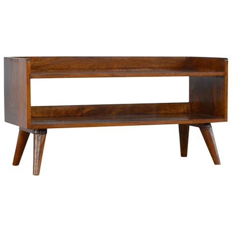 Nordic Chestnut Finish Storage Bench Nordic Style Furniture Collection