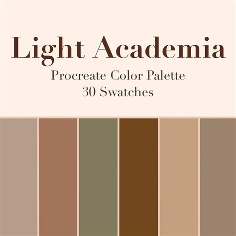 Light Academia Procreate Color Palette, 30 Swatches, Instant Download ...