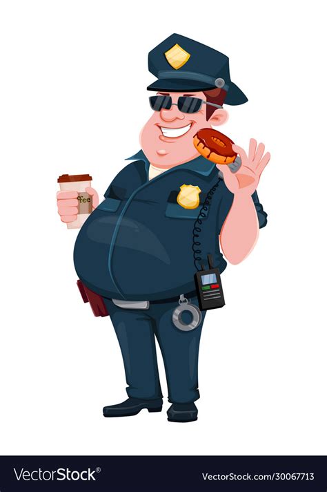 Police officer funny cartoon character Royalty Free Vector