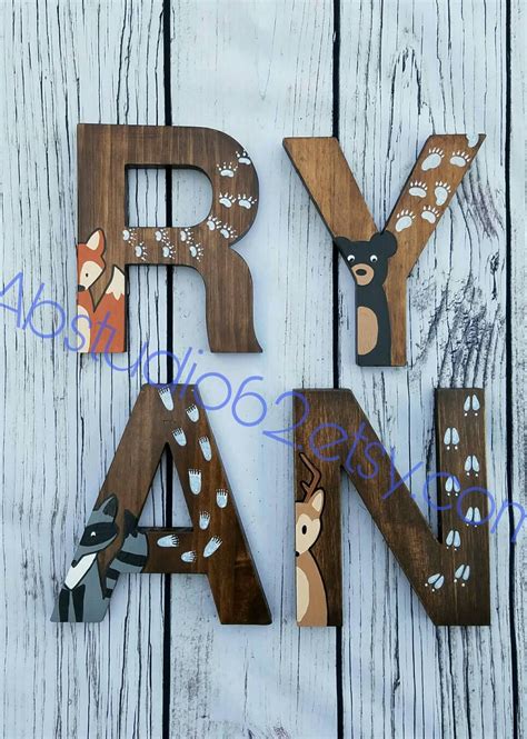 Wooden Letters for Nursery Woodland Nursery Decor Hand