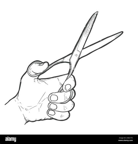 Hand drawn hand with scissors, vector illustration Stock Vector Image ...