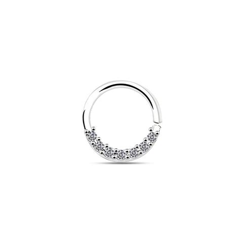 Sterling Silver Crystal Nose Septum Ring | Safasilver