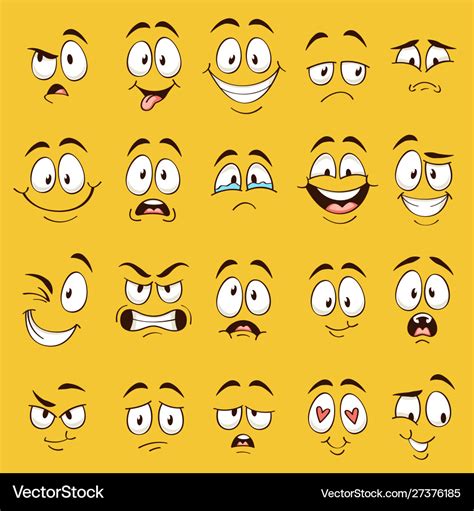 Cartoon faces funny face expressions caricature Vector Image