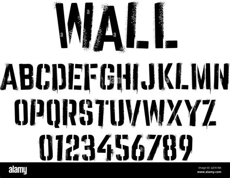 Stencil graffiti font. Aerosol spray text with grunge grain texture ...