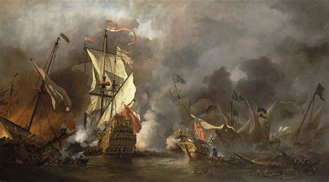 An English Ship in Action with Barbary Vessels | Royal Museums Greenwich