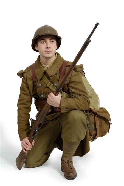 French Soldier in 1940`s Uniform Stock Image - Image of weapon ...