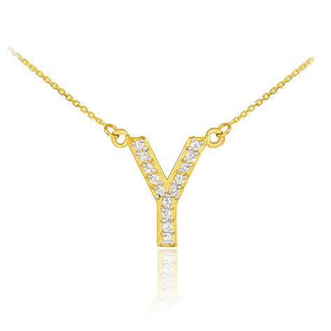 14K Gold Letter "Y" Diamond Initial Necklace