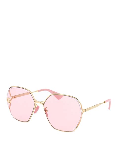 Sunglasses Gucci - Pink lenses hexagonal sunglasses - GG0818SA003