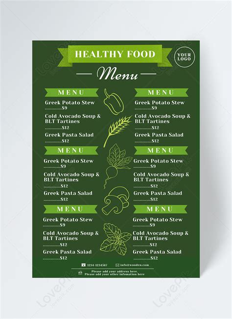 Green healthy food restaurant menu template image_picture free download ...