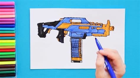 How to draw Nerf Elite Rapidstrike - YouTube