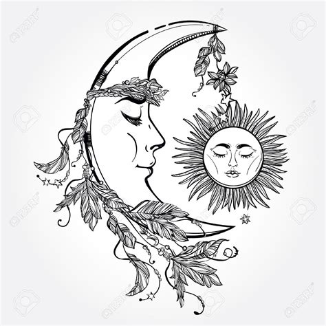 Celestial Sun And Moon Drawing at GetDrawings | Free download