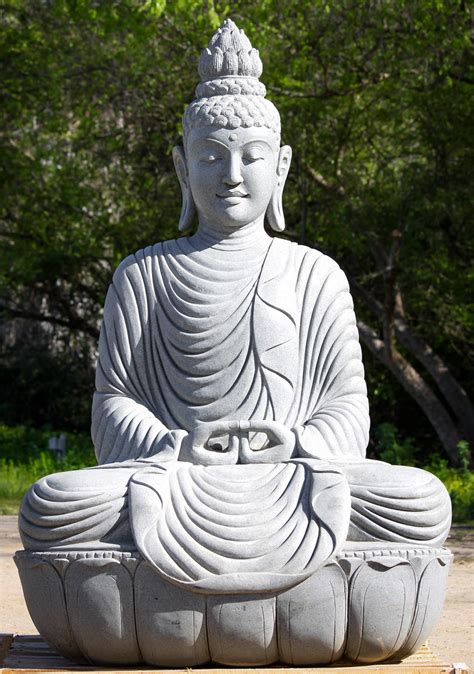 Stone Buddha in Samadhi Meditation Pose 67" (#100ls7): Lotus Sculpture