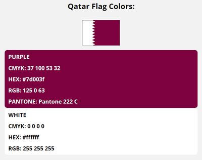 Qatar Flag Colors | HEX, RGB, CMYK, PANTONE COLOR CODES OF SPORTS TEAMS