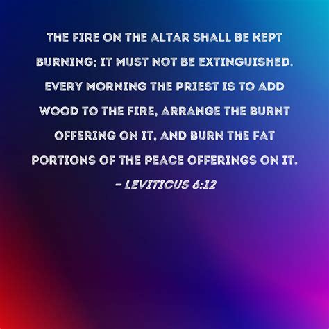 Leviticus 6:12 The fire on the altar shall be kept burning; it must not ...