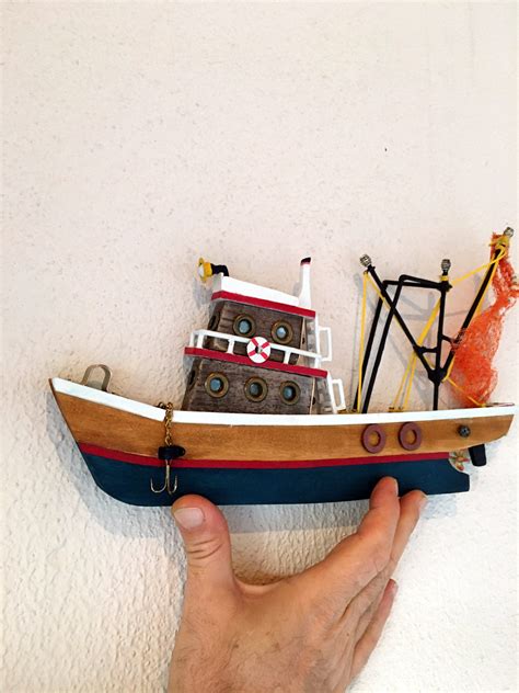 Wooden Fishing Boat Wooden Costal Wall Decor Ocean Wall Art | Etsy ...