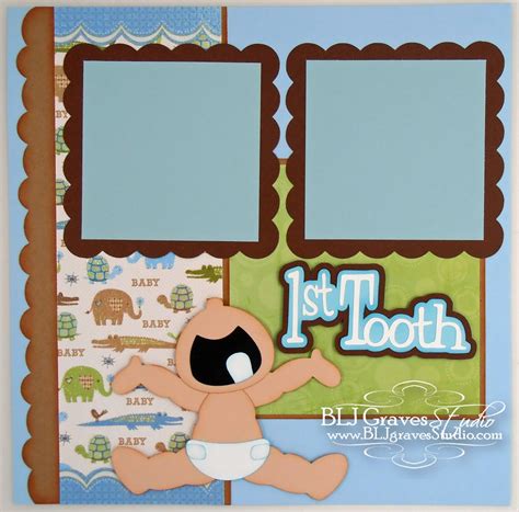 BLJ Graves Studio: First Tooth Baby Boy Scrapbook Layout