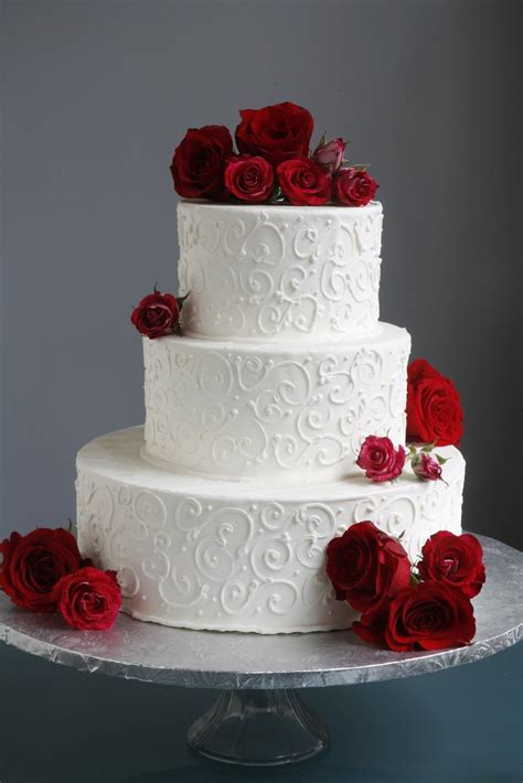 Very elegant. Maybe do gray swirls and not so many? | Wedding cake red ...