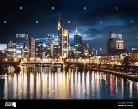 Frankfurt skyline at night - Frankfurt, Germany Stock Photo - Alamy