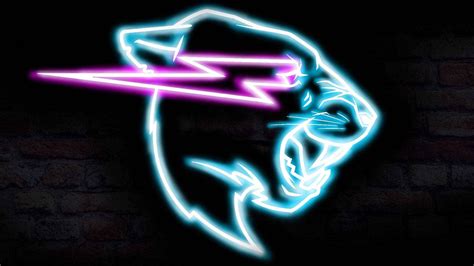 Download Neon Mr Beast Logo Wallpaper | Wallpapers.com